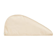 beige solid colour microfibre hair wrap for reduced frizz
