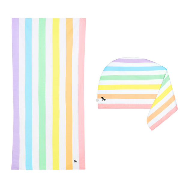 Dock & Bay Beach Towel + Hair Wrap Bundle - Unicorn Waves