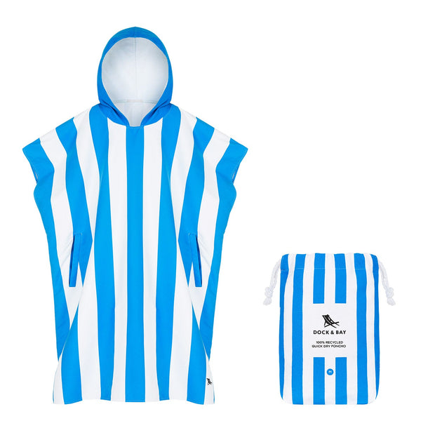 Dock & Bay Poncho Adults - Bondi Blue - Customized Embroidery Personalized for You