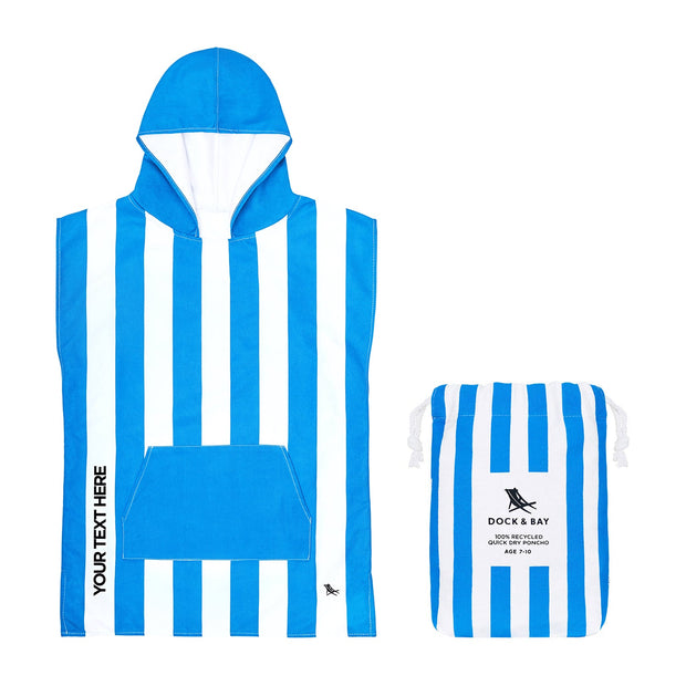 Dock & Bay Poncho - Kids - Bondi Blue - Customized Embroidery Personalized for You