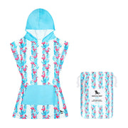 Kids Poncho - Quick Dry Hooded Towel - Flamingo Fever - Outlet