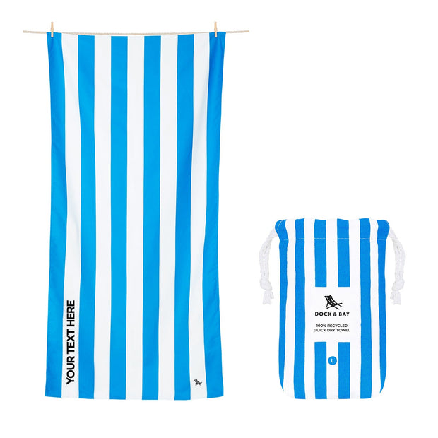 Dock & Bay Quick Dry Towel - Bondi Blue - Customized Embroidery Personalized for You