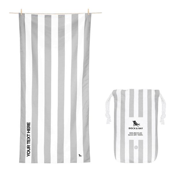 Dock & Bay Quick Dry Towel - Goa Grey - Customized Embroidery Personalized for You