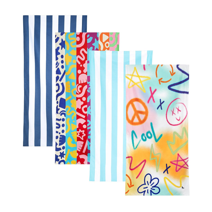 Dock & Bay Kids Beach Towels - Calm or Crazy (Set of 4)