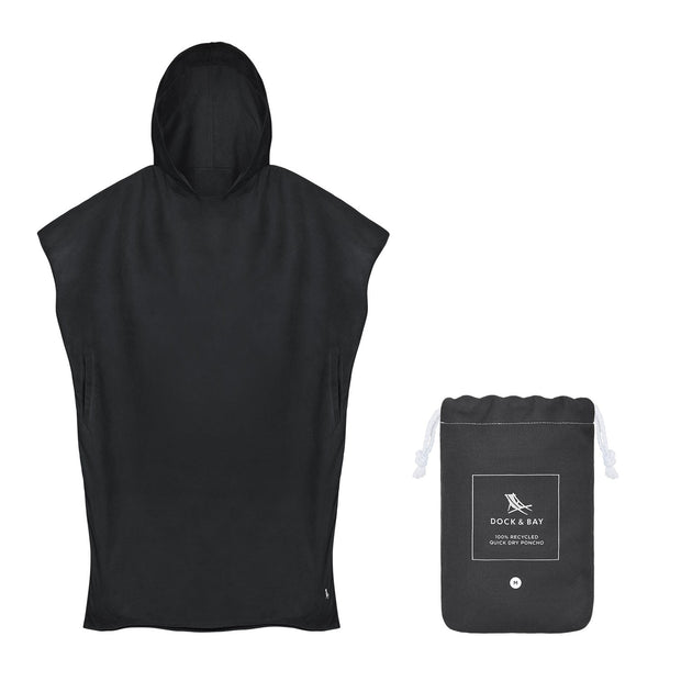 Dock & Bay Adult Poncho - Classic - Fuji Black - Customized Embroidery Personalized for You